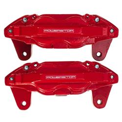 Brake Caliper, Cast Iron, Red Powdercoated, 4-Piston, Toyota, Front, Pair