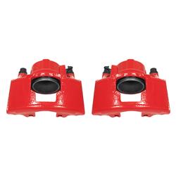 Brake Calipers, Performance, Stock Series, Cast Iron, Red Powdercoated, 1-piston, Front, Chevy, Dodge, GMC, Pair