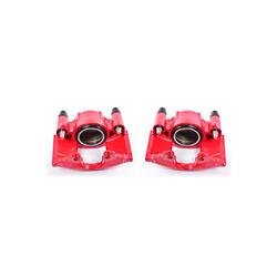 Disc Brake Calipers, Cast Iron, Red, 1-Piston, Cadillac, Chevy, Dodge, GMC, Front, Pair