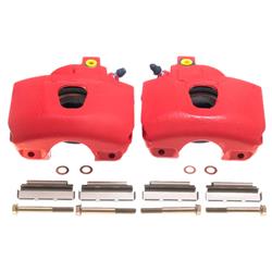 Brake Calipers, Red Powdercoated Performance Calipers, Stock Series, Cast Iron, Red Powdercoated, Front, Ford, Pair