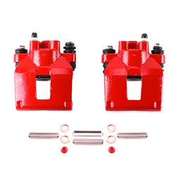 Brake Calipers, Performance, Stock Series, Cast Iron, Red Powdercoated, 1-piston, Rear, Ford, Mercury, Pair