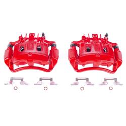 Disc Brake Calipers, Cast Iron, Red, 2-Piston, Rear, Ford, Pair