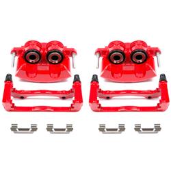 Brake Calipers, Aluminum, Red Powdercoated, 2-piston, Chevy, Pontiac, Front, Pair