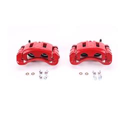 Brake Calipers, Performance, Stock Series, Red Powdercoated, 2-piston, Front, Chevy, GMC, Isuzu, Oldsmobile, Pair