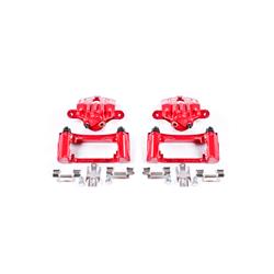 Brake Calipers, Cast Iron, Red Powdercoated, 1-piston, Chevy, Pontiac, Rear, Pair