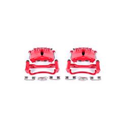 Brake Calipers, Cast Iron, Red Powdercoated, 2-piston, Ford, Front, Pair