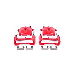 Brake Caliper, Cast Iron, Red Powdercoated, 2-Piston, Chevy, GMC, Hummer, Front, Pair