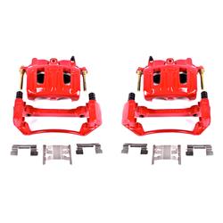 Disc Brake Caliper, 2-Piston, Iron, Red Powdercoated, Ford, Lincoln, Front, Pair
