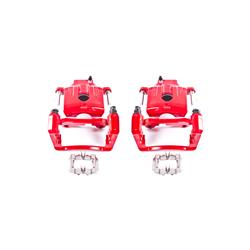 Brake Calipers, Cast Iron, Red Powdercoated, 1-piston, Buick, Chevy, GMC, Isuzu, Oldsmobile, Rear, Pair