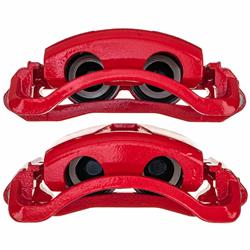 Brake Caliper, Performance Powdercoated, Cast Iron, Red Powdercoated, 2 Piston, Chevrolet, GMC, Pair