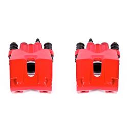 Disc Brake Caliper, 1-Piston, Iron, Red Powdercoated, Ford, Lincoln, Rear, Pair