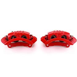 Disc Brake Caliper, Performance, Cast Iron, Red Powdercoated, 2-Piston, Dodge, Rear, Pair