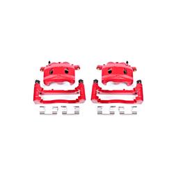 Brake Caliper, Cast Iron, Red Powdercoated, 2-Piston, Cadillac, Chevy, GMC, Front, Pair