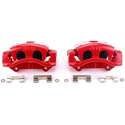 Brake Calipers, Red Powdercoated Performance Calipers, Stock Series, Cast Iron, Red Powdercoated, Jeep Logo, Front, Jeep, Pair