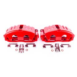 Brake Calipers, Red Powdercoated Performance Calipers, Stock Series, Cast Iron, Red Powdercoated, Front, Chevrolet, Pair