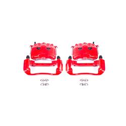 Disc Brake Caliper, 2-Piston, Iron, Red Powdercoated, Dodge, Mitsubishi, Front, Pair