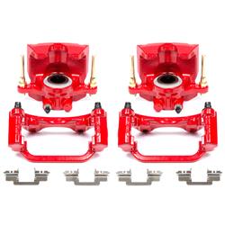 Disc Brake Caliper, 1-Piston, Iron, Red Powdercoated, Cadillac, Chevy, GMC, Rear, Pair