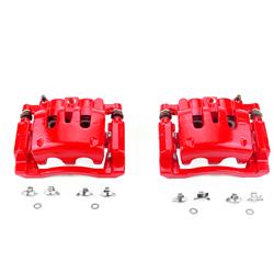 Disc Brake Caliper, 2-Piston, Iron, Red Powdercoated, Ford, Rear, Pair