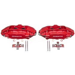 Brake Caliper, Cast Iron, Red Powdercoated, 2-Piston, Chrysler, Dodge, Jeep, Rear, Pair