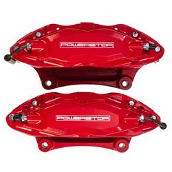 Brake Calipers, Performance, Stock Series, Aluminum, Red Powdercoated, 4-piston, Ford, Pair