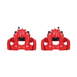 Brake Caliper, Performance Powdercoated, Cast Iron, Red Powdercoated, 1 Piston, Dodge, Jeep, Designed for Standard Brakes Only, Pair