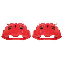 Brake Calipers, Performance, Stock Series, Red Powdercoated, 2-piston, Chevy, GMC, Pair