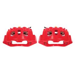 Brake Calipers, Performance, Stock Series, Cast Iron, Red Powdercoated, 4-piston, Rear, Chevy, GMC, Pair