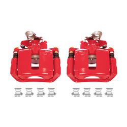 Brake Calipers, Performance, Stock Series, Cast Iron, Red Powdercoated, 2-piston, Rear, Ford, Lincoln, Heavy Duty Brakes, Pair