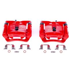 Brake Calipers, Performance, 1.690 in. Piston Diameter, Cast Iron, Red Powdercoated, Chevrolet, GMC, Pair