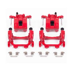 Brake Calipers, Performance, Stock Series, Cast Iron, Red Powdercoated, 2-piston, Rear, for Infiniti, for Nissan, Pair