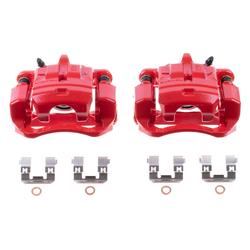 Disc Brake Caliper, Red Powdercoated, Rear, Aluminum, Bracket Included, Single Piston, 1.590 in. Piston Diameter, Lexus, Scion, Toyota, Pair