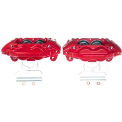 Brake Calipers, Red Powdercoated Performance, Stock Series, Cast Iron, Red, 4-piston, 2.010 in. Piston Diameter, Front, Toyota, Pair