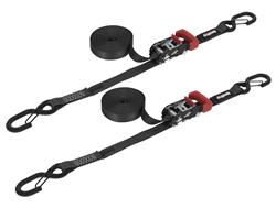 Tie-Down Straps, SpeedStrap, Ratchet, S-Hook, Retention Clip, 1 in. Width, 15 ft. Length, 833 lbs. Working Load Rating, Black, Pair