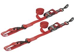 Tie-Down Straps, SpeedStrap, Ratchet, S-Hook, Retention Clip, Soft Tie, 1.5 in. Width, 10 ft. Length, 1,333 lbs. Working Load Rating, Red, Pair