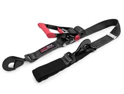 Tie-Down Straps, SpeedStrap, Tie-Down with Axle Strap, Ratchet, Twisted Snap Hook, Protective Sleeve, 2 in. Width, 8 ft. Length, Black, Each