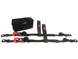 Tie-Down Straps, SpeedStrap, Essential UTV, Tire Bonnets, Ratchet, Flat Snap Hooks, 1.5 in. Width, Black, Storage Bag, Kit