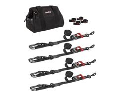 Tie-Down Straps, SpeedStrap, UTV, Four 10 ft. Tie-Downs with Soft Ties, Ratchet, Twisted Snap Hook, Black, Four SpeedWraps, Storage Bag, Kit