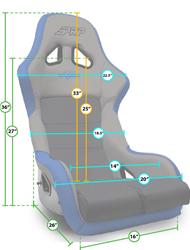 Seat, Tango Composite Competition Series Seat, Front Bucket, Vinyl/SportsMesh, Custom, Each