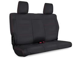Seat Cover, Second Row, Bench, Vinyl, Black, Red Stitching, 4-Door, Jeep, Each