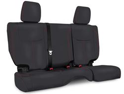 Seat Cover, Second Row, 60/40 Bench, Vinyl, Black, Red Stitch, 4-Door, Jeep, Each