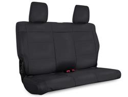 Rear Seat Cover for '07 Jeep Wrangler JKU, 4 door - Black with Red Stitching