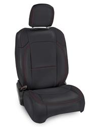 Seat Covers, First Row, Bucket, Vinyl, Black, Red Stitch, 2-Door, Jeep, JL, Rubicon, Pair