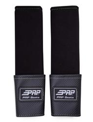 Seat Belt Components, Pad with Pocket, Black, White Trim, Pair