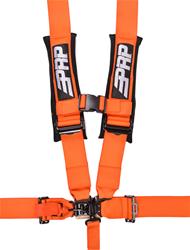 Racing Harnesses, V-Style, Latch, 5-Point, Nylon, Orange, 3 in. Belt Width, Wraparound/Bolt-In Mounting, Each