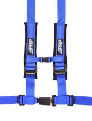 Racing Harnesses, H-Style, Push Button Latch, 4-Point, Nylon, Blue, 2 in. Belt Width, Wraparound/Bolt-In Mounting, Each