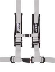 Racing Harness, H-Style, Push Button Latch, 4-Point, Nylon, Gray, 2 in. Belt Width, Wraparound/Bolt-In Mounting, Each