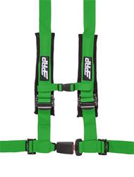 Racing Harness, H-Style, Push Button Latch, 4-Point, Nylon, Green, 2 in. Belt Width, Wraparound/Bolt-In Mounting, Each