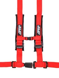 Racing Harness, H-Style, Push Button Latch, 4-Point, Nylon, Red, 2 in. Belt Width, Wraparound/Bolt-In Mounting, Each