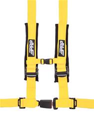 Racing Harness, H-Style, Push Button Latch, 4-Point, Nylon, Yellow, 2 in. Belt Width, Wraparound/Bolt-In Mounting, Each