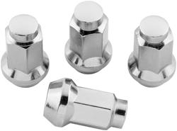 Lug Nuts, 3/8-24 in. RH, Steel, Chrome, Set of 4